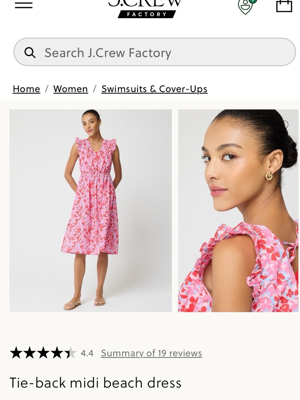 J. Crew Pink and Red Floral Midi Dress Sz Medium